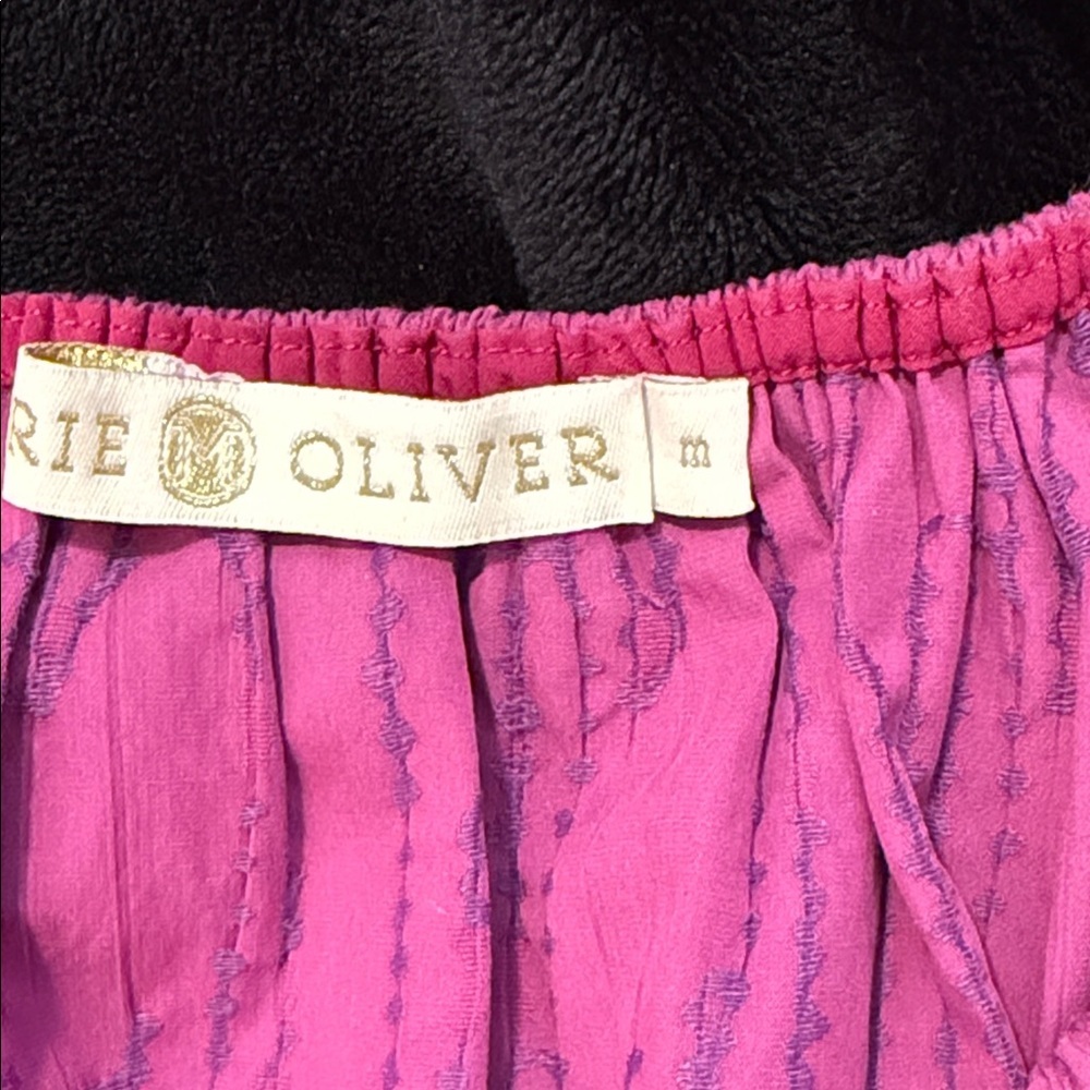 Marie Oliver Lydia Smocked Peplum Top - Fuchsia Sz Med - Picture 3 of 14
